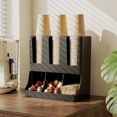 Curious Pony 큰종이컵 디스펜서 일회용 종이컵 홀더 종이컵 거치대, 1개, 블랙