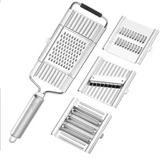 야채와 과일에 적합한 3/4PCS 조절 가능한 블레이드가있는 스테인레스 스틸 쵸퍼 세트 휴대용 주방 도구, 01 4 blades Set