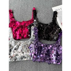 반짝이 크롭탑 나시 탑 나이트 클럽 파티 상의