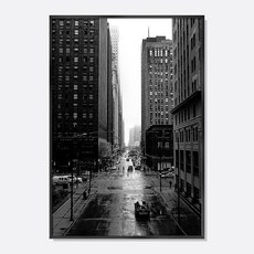 스웨리움 블랙앤화이트 미드센츄리 모던 인테리어 포스터 액자 흑백 도시 풍경 After Rain, A4 (210 x 297 mm), 포스터만 구입