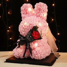 프로포즈 선물 DIY PE로즈 라빗 - 완벽한 감동을 주는 수제 부케 생일/기념일/발렌타인데이/부활절 추천, 핑크 × 1개