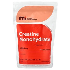 Micro Ingredients 마이크로 인그리디언츠 크레아틴 모노하이드레이트 500g 파우더 운동보충제, 상세페이지 참조