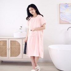 목욕가운 고급 핑크 수면가운 가정용 부드러운 원피스 샤워가운 _ 260206EA bli+366Sx