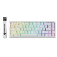 ATTACK SHARK X68HE 유선 8K 마그네틱축 게이밍 키보드 1600만색RGB 0.01MM정밀도 128K 0.125MS, 라이트닝 자석축, 흰색 윤곽선