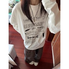 2024初秋新款美式潮牌oversiz白色長袖t卹女內搭個性上衣