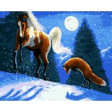 숫자로 그리는 유화 여우 그림 동물 프레임 캔버스 선물프레임리스, 9. 9931640