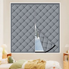 붙이는방한커튼 지퍼형 창문밀봉 지퍼모델 암막 W80xH00 찍찍이 애쉬 원룸 방풍