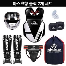 카프킥 미트 로우킥 레그킥 복싱 장비 두꺼운 보호대, 마스크 포함 블랙 7개, M