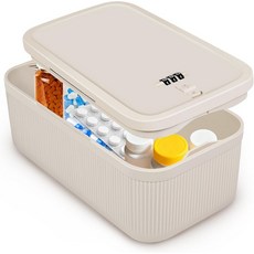 작은 자물쇠 상자 약물 안전을 위한 조합 코드가 있는 잠금식 보관 알약구급 키트식품스낵 전화 감옥용 의약품 가정용냉장고사무실학교용 잠금 용기베이지, Beige