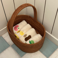 무형광 무염색 유아 어린이집 고리수건 100% 국내제작 피치콩, 1개, 병아리콩