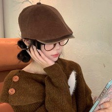 2025秋冬新款 日係英倫風複古前進帽子女春秋季出遊百搭顯臉小反戴報童畵家帽潮 P