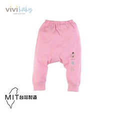 Vivibaby 熊熊兔彈性純棉出生褲 粉色 台灣製造 純棉柔軟透氣 70公分