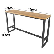 實木吧台桌椅組合 靠牆長桌 咖啡廳商用高腳桌, 詳見包裝, 詳見包裝, 1.2高吧檯-黑色