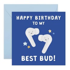 [ 805280 ] 친구를 위한 Bud 생일 카드 - 재미있는 이어버드 말장난 BFF 절친 친한 친구 형제 자매 동료 그 그녀 여성 남성을 선물 음악 애호가를