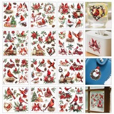 PVC 열전사 스티커 창문 컵 화분 데코 인테리어 14x14cm 12장세트 12가지 디자인, 딱따구리