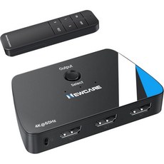 [업그레이드] HDMI 3 입력 1 출력 스위치 4K@60Hz 2.0 스위치 스플리터 (2.6피트 길이 케이블 포함) 3포트 스위처 셀렉터 PS5 Xbox DVD 플레, 4K@60Hz HDMI Switch with Remot