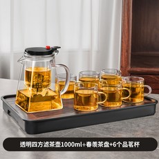 茶壺 泡茶杯 飄逸杯 茶水分離 茶具, 飄逸杯1000ml+6透明杯+1瀝水茶盤,ml, 1個