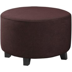 1PC 모든 항목을 360 거실 오토만 라운드 보호대 하는 스판덱스 커버 설치 탄성 학위 쉬운 발판, S Ottoman Cover, A12 Dark coff