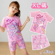 人魚朵朵 獨角獸兩件式兒童泳衣 粉色短袖泳裝