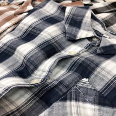 여성 순면 체크 무늬 긴 소매 칼라 셔츠