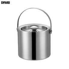 DFMEI 304不鏽鋼冰桶香檳桶啤酒桶紅酒桶保溫雙層直形酒吧KTV手提帶蓋, 1個, 1L