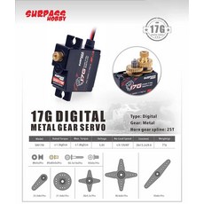 SURPASS 취미 디지털 서보 메탈 기어 마이크로 1/8 RC 자동차 비행기 로봇 글라이더용 9G, 03 S0017M-17g, 1개