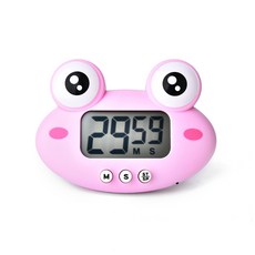卡通可愛小雞電子定時器廚房烘焙鬧鐘學生學習計時器創意日用家居, 1個, 粉色青蛙定時器:如圖