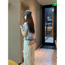 실버 미니백 숄더 크로스백 핸드백 여행용보조가방 파우치