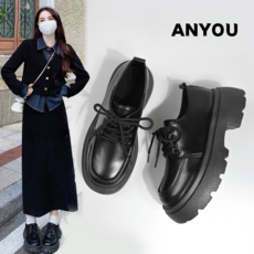 ANYOU 로퍼 구두 통굽 구두 옥스포드 여성화 키높이 여자 신발 여자 가을 겨울 신발