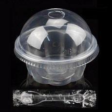 Jun.04 144번 푸딩부덴 전문몰드 투명 플라스틱 매화부덴 케이스 베일 덮개 듀얼 커버 밀크얼린 컵Z, 2_페 데 스 탈 + 둥 근 뚜껑 + 인 디 스푼 10, 1개