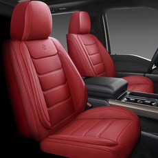 이센 커버 오토 전체 인조 가죽 카시트 풀 세트 자동차용 자동차 시트 SUV 픽업 트럭 쿠션 와인 레드 앞좌석 프로텍터, Wine Red, Front Pair