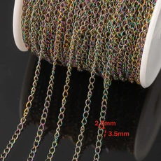 2/10 미터 DIY 수제 팔찌에 대 한 스테인레스 스틸 목걸이 체인 구두 보석 만들기 용품 결과 액세서리 공예, 01 2 meter, 01 Mix 2.5x3.5mm