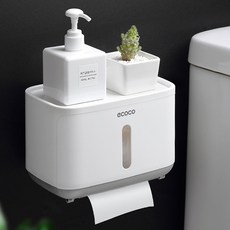 강력흡착 멀티 선반형 방수휴지걸이 케이스, 그레이, 1개