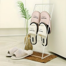 Joeun Living 鋼製可折疊室內拖鞋架 4層, 白色, 1個