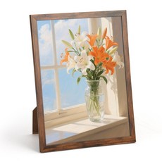 액자 프레임 대형 액자 벽걸이 탁상용 웨딩 결혼식 가족사진, 1개, 월넛