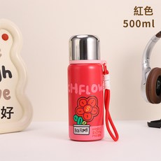 RICH FLOWER 304不鏽鋼保溫杯 運動水壺 戶外便攜水杯, 1個, 西瓜紅:500ml, 1L