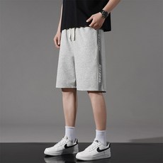 運動短褲 男 夏季 新款 寬鬆薄款 休閒時尚 五分褲 外穿 直筒褲衩 棉質, 無規格, 灰色