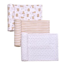 아기용 면 모슬린 포대기 담요 3팩 101.6cm x 91.4cm40인치 36인치 경량 통기성 멀티컬러 프린트 리틀 미 기린 158679, Bingle Bear Print