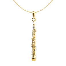 SPINNINGDAISY CRYSTAL 음악 악기 OBOE 목걸이, 골드