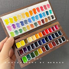 미니 파레트 수채화 휴대용 기본형 물감 스몰 나무 파렛, 단일 상자, B. 36색0.5ml나무상자(화이트카드증정)