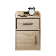 Akira MIT 台灣製簡約風附插座雙層床頭櫃 DR008 床邊櫃/收納櫃/置物櫃, 漂流木紋, 1個