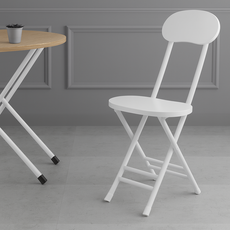 솜솜스퀘어 심플 디자인 원형 접이식 등받이 의자, 화이트, 1개