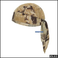 【野戰搖滾-生存遊戲】高品質萊卡海盜頭巾、海盜帽【黑色、綠色、沙色、碳灰色】自行車登山防曬戶外頭盔頭套迷彩頭巾, 沙漠蟒蛇, 1個