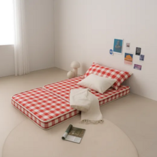 밤이오면 [레드] 접이식 3단 매트리스 바닥형 MS SS Q [L LK주문제작 가능]
