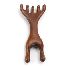 晨豐商行 金絲檀木五爪青蛙鹿角兩用梳 頭部眼部臉部頸部全身多功能按摩器 舒緩放鬆, 天然金絲檀木原木色, 1個