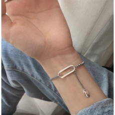 제리오 여성 실버 925 오벌 체인 드롭 데일리 패션 팔찌