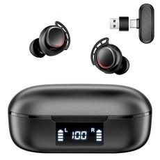 IAMJOY 무선 게이밍 20MS 마이크 이어버드 블루투스 저지연 게임 4GHZ 포함, Pure Black