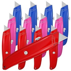 박스 커터 12개 접이식 튼튼한 알루미늄 합금 유틸리티 나이프 세트 3가지 색상 옵션 포함 - 창고 사무실 가정 DIY 프로젝트용 전문 박스 커터 나이프, 박스 커터 12개, 접이식 튼튼한 알루미늄 합금 유틸리