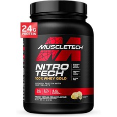 Muscletech Health NITRO TECH GOLD分離乳清蛋白粉, French Vanilla Creme, 1.13kg, 1罐
