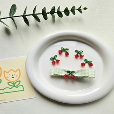 큐빅 체리 리본 장식 비즈 장식;비즈공예 헤어핀부자재 리본재료 핸드메이드 DIY 만들기
